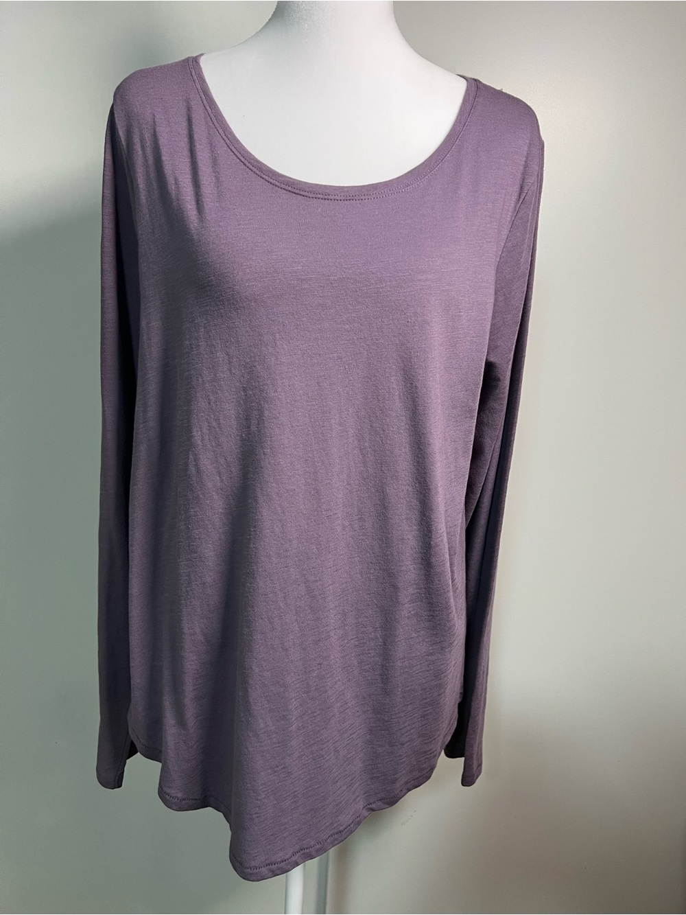 Sonoma Lavender-Gray Long Sleeve Scoop Neck Top